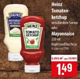 Famila Nord Ost Heinz Tomatenketchup oder Mayonnaise Angebot