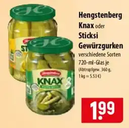 Famila Nord Ost Hengstenberg Knax oder Sticksi Gewürzgurken Angebot
