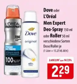 Famila Nord Ost Dove oder L'Oréal Men Expert Deo-Spray oder Roller Angebot