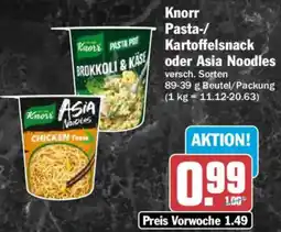HIT Knorr Pasta-/ Kartoffelsnack oder Asia Noodles Angebot