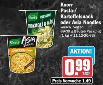 HIT Knorr Pasta-/ Kartoffelsnack oder Asia Noodles Angebot
