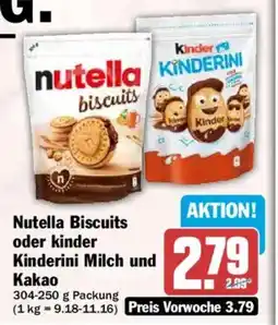 HIT Nutella Biscuits oder kinder Kinderini Milch und Kakao Angebot