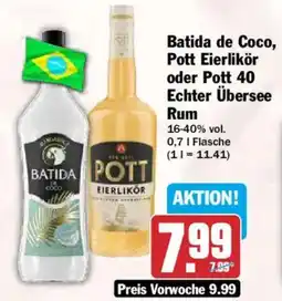 HIT Batida de Coco, Pott Eierlikör oder Pott 40 Echter Übersee Rum Angebot