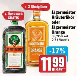 HIT Jägermeister Kräuterlikör oder Jägermeister Orange Angebot
