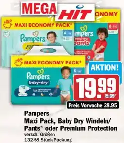 HIT Pampers Maxi Pack, Baby Dry Windeln/ Pants oder Premium Protection Angebot