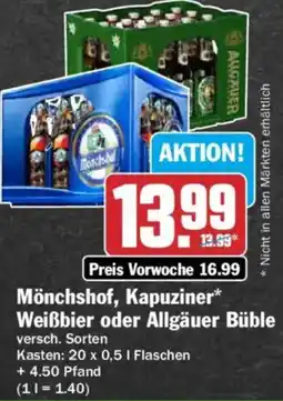 HIT Mönchshof, Kapuziner Weißbier oder Allgäuer Büble Angebot