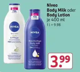 Rossmann Nivea Body Milk oder Body Lotion Angebot