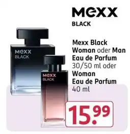 Rossmann Mexx Black Woman oder Man Eau de Parfum 30/50 ml oder Woman Eau de Parfum 40 ml Angebot