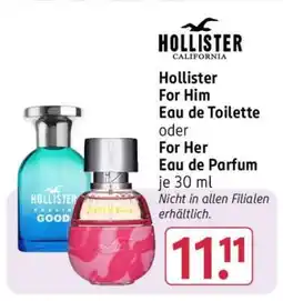 Rossmann Hollister For Him Eau de Toilette oder For Her Eau de Parfum Angebot