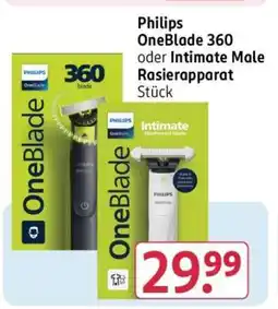 Rossmann Philips OneBlade 360 oder Intimate Male Rasierapparat Angebot