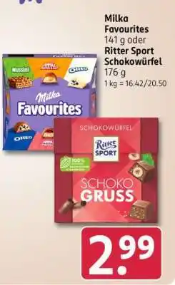 Rossmann Milka Favourites 141 g oder Ritter Sport Schokowürfel 176 g Angebot
