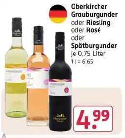 Rossmann Oberkircher Grauburgunder oder Riesling oder Rosé oder Spätburgunder Angebot