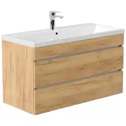 Netto Marken-Discount Badmöbel Fellini 100 SoftClose eiche gold mit grifflosen Schubladen Angebot