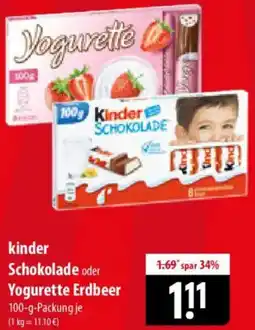 Famila Nord Ost kinder Schokolade oder Yogurette Erdbeer Angebot