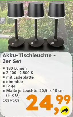 Globus Baumarkt Akku-Tischleuchte Angebot