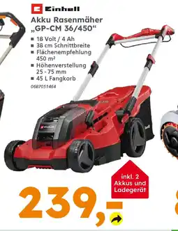 Globus Baumarkt Einhell Akku Rasenmäher ,,GP-CM 36/450" Angebot