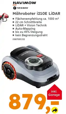 Globus Baumarkt NAVIMOW SEGWAY Mähroboter i210E LIDAR Angebot