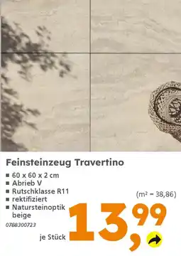 Globus Baumarkt Feinsteinzeug Travertino Angebot