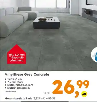 Globus Baumarkt Vinylfliese Grey Concrete Angebot