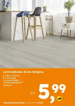 Globus Baumarkt Laminatboden Eiche hellgrau Angebot