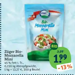 tegut Züger bio-mozzarella mini Angebot