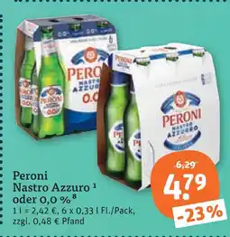 tegut Peroni nastro azzurro oder 0,0 % Angebot