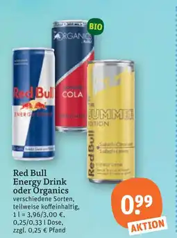 tegut Red bull energy drink oder organics Angebot