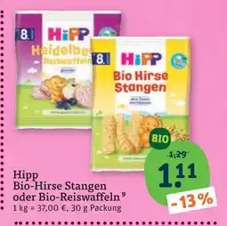 tegut Hipp bio-hirse stangen oder bio-reiswaffeln Angebot