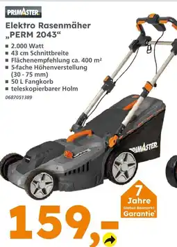 Globus Baumarkt Primaster elektro rasenmäher „perm 2043“ Angebot