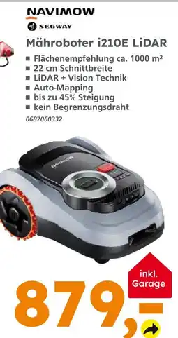 Globus Baumarkt Navimow mähroboter i210e lidar Angebot