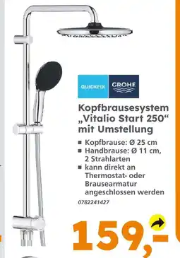 Globus Baumarkt Grohe kopfbrausesystem „vitalio start 250“ mit umstellung Angebot