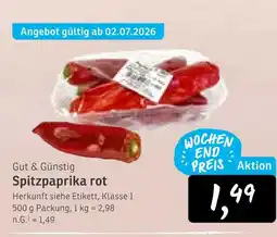 KONSUM Gut & günstig spitzpaprika rot Angebot
