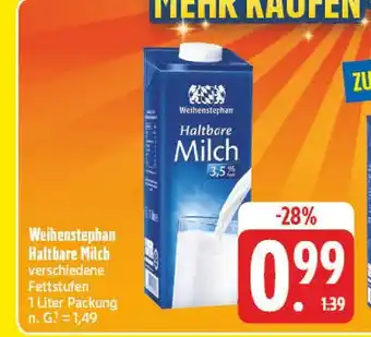 E-Center Weihenstephan haltbare milch Angebot