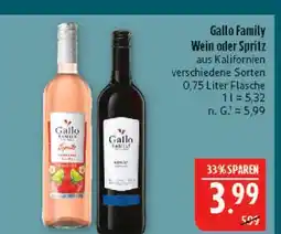 Marktkauf Gallo family wein oder spritz Angebot