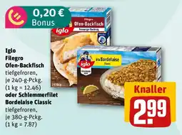 REWE iglo Filegro Ofen-Backfisch oder Schlemmerfilet Bordelaise Classic Angebot