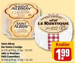 REWE Saint Albray Der kleine Cremige oder Le Rustique Petit Camembert Angebot