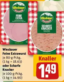 REWE Wiesbauer Feine Extrawurst oder Scharfe Knacker Angebot
