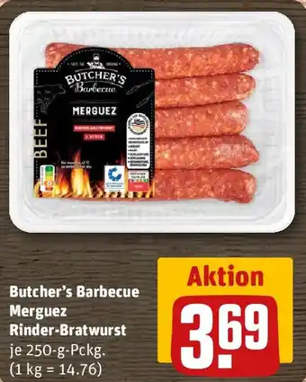 REWE Butcher's Barbecue Merguez Rinder-Bratwurst Angebot