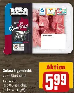 REWE QUALITATS METZGEREI Gulasch gemischt Angebot