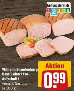 REWE Wilhelm Brandenburg Bayr. Leberkäse- Aufschnitt Angebot