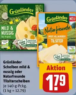 REWE Grünländer Scheiben mild & nussig oder Naturfreunde Tilsiterscheiben Angebot