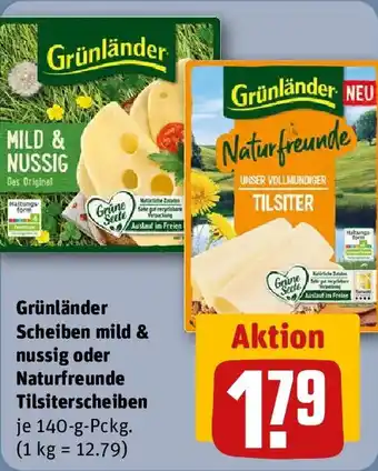 REWE Grünländer Scheiben mild & nussig oder Naturfreunde Tilsiterscheiben Angebot