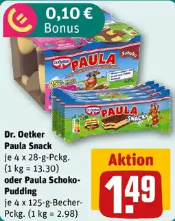 REWE Dr. Oetker Paula Snack oder Paula Schoko- Pudding Angebot
