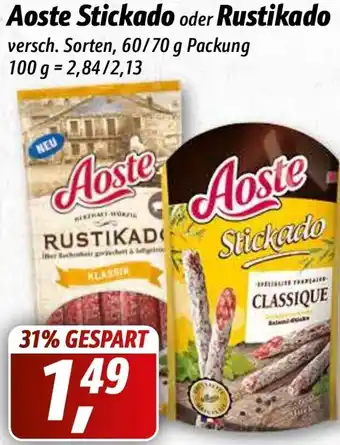 Simmel Aoste Stickado oder Rustikado 60/70 g Packung Angebot