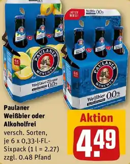 REWE Paulaner Weißbier oder Alkoholfrei Angebot
