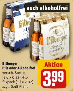 REWE Bitburger Pils oder Alkoholfrei Angebot