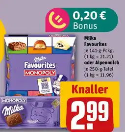REWE Milka Favourites oder Alpenmilch Angebot