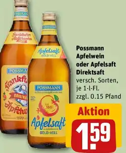 REWE Possmann Apfelwein oder Apfelsaft Direktsaft Angebot