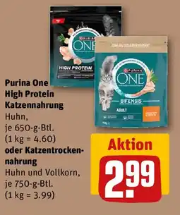 REWE Purina One High Protein Katzennahrung oder Katzentrockennahrung Angebot