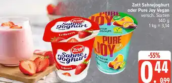 Edeka Zott Sahnejoghurt oder Pure Joy Vegan Angebot